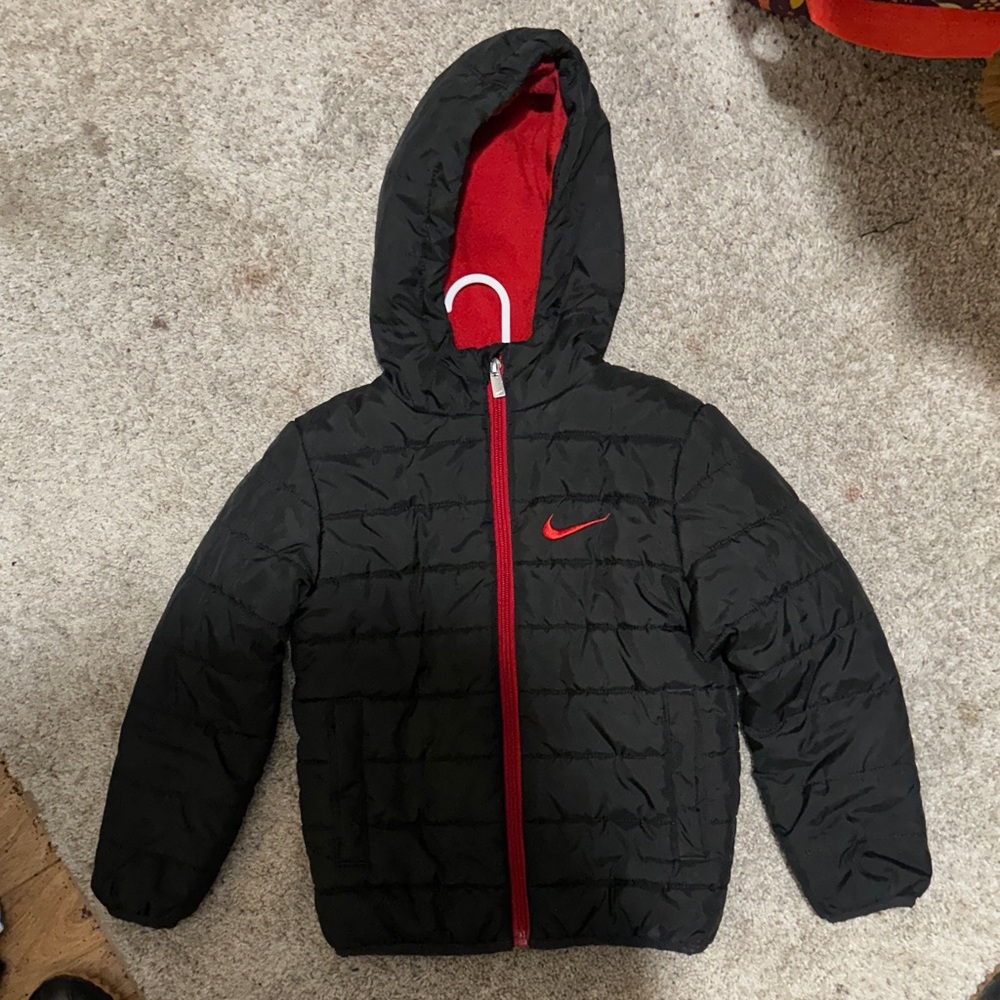 Nike Kids Black and Red Puffer Jacket